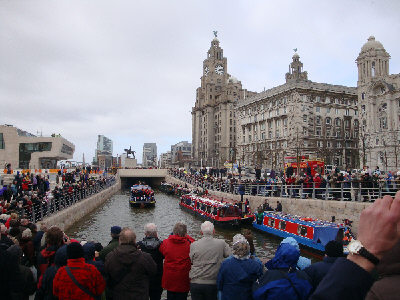 Huge crowds at the Pier Head.