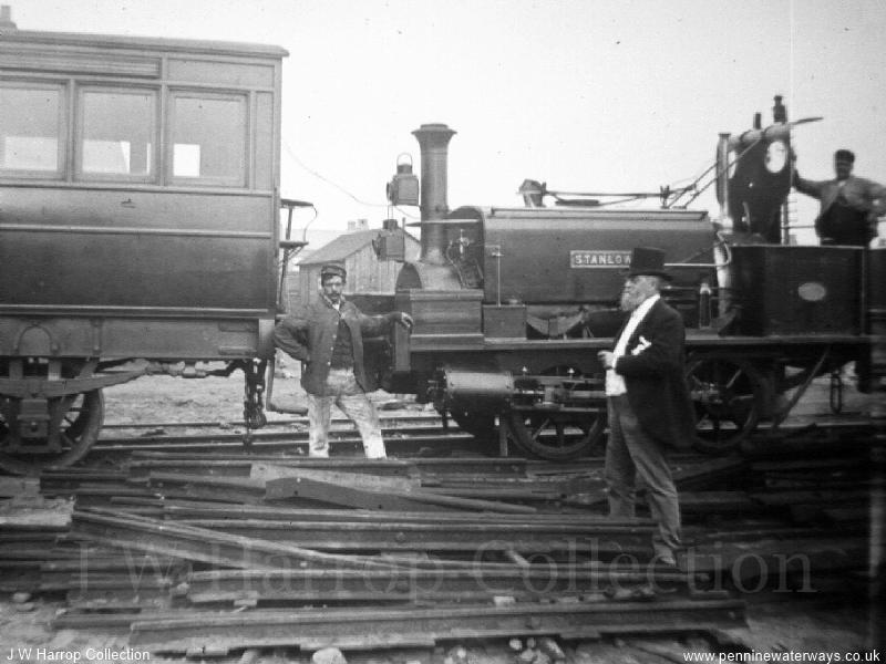 Daniel Adamson with railway loco - Photo courtesy of Mr J W Harrop