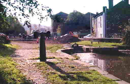 Preparing for work on bridge at Mottram Road, Stalybridge