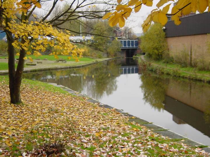 Whitelands Basin, Ashton Canal, showing the start of the Huddersfield Narrow Canal