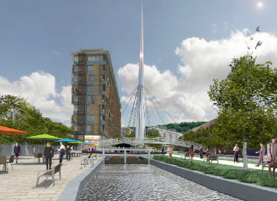 Artist Impression of Huddersfield Waterfront development - Picture: Ramsden and Colne Developments