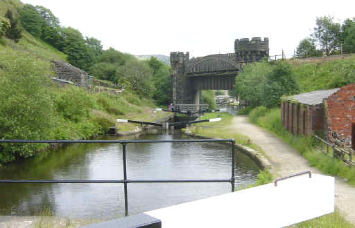 Railway bridge at Gauxholme lower locks